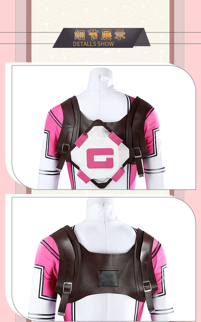 Pink Tactical Suit with White Accents & Black Details - Full Female Cosplay Ensemble Mask Holsters Belt