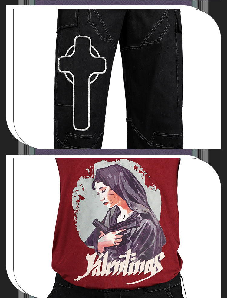 Bold Yellow Street Samurai Jacket Cosplay - Black Pants Belt Full Ensemble Male Cyberpunk Style