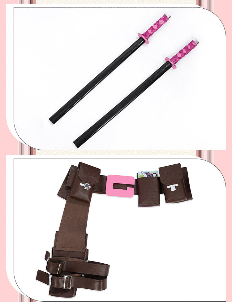 Pink Tactical Suit with White Accents & Black Details - Full Female Cosplay Ensemble Mask Holsters Belt