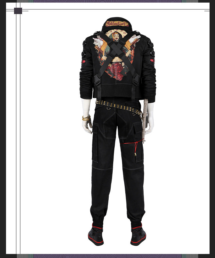 Bold Yellow Street Samurai Jacket Cosplay - Black Pants Belt Full Ensemble Male Cyberpunk Style