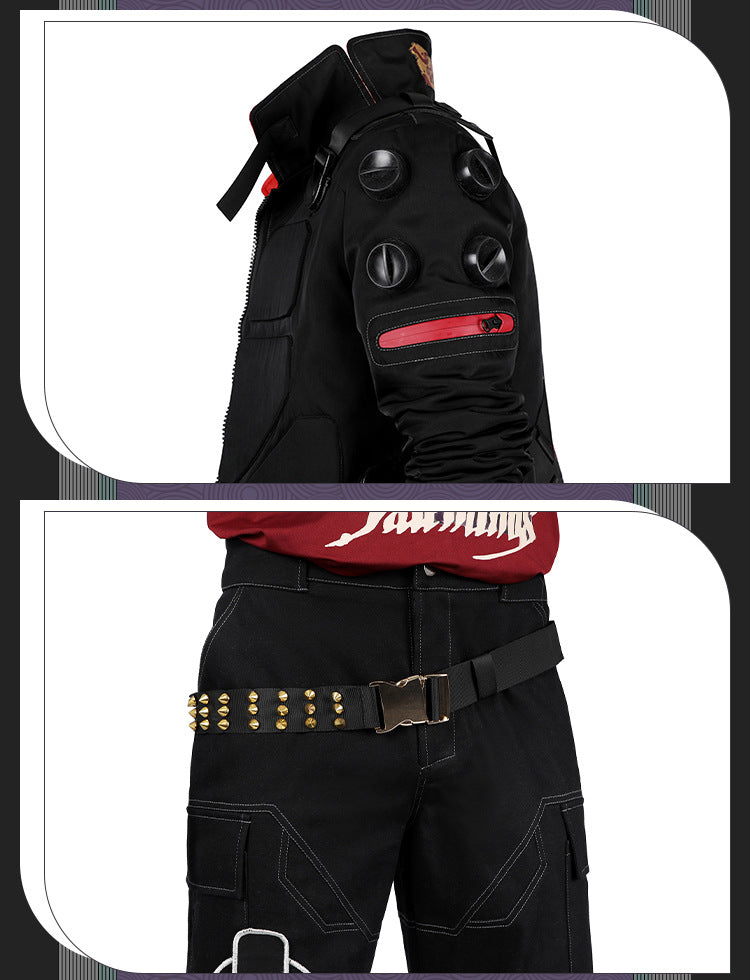 Bold Yellow Street Samurai Jacket Cosplay - Black Pants Belt Full Ensemble Male Cyberpunk Style
