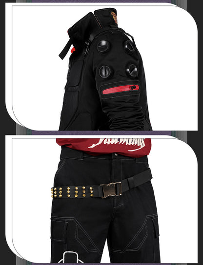 Bold Yellow Street Samurai Jacket Cosplay - Black Pants Belt Full Ensemble Male Cyberpunk Style