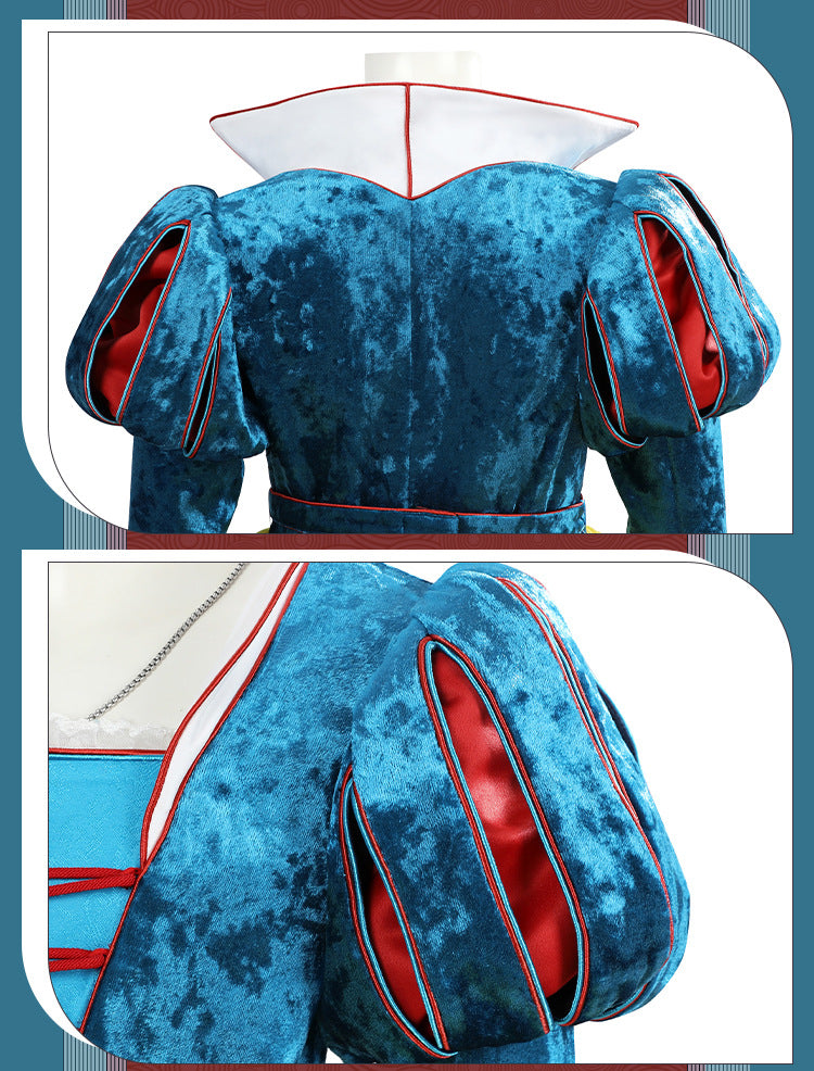 Classic Fairy Tale Princess Dress - Blue & Yellow Puff Sleeve Gown Adult & Kids Cosplay Costume