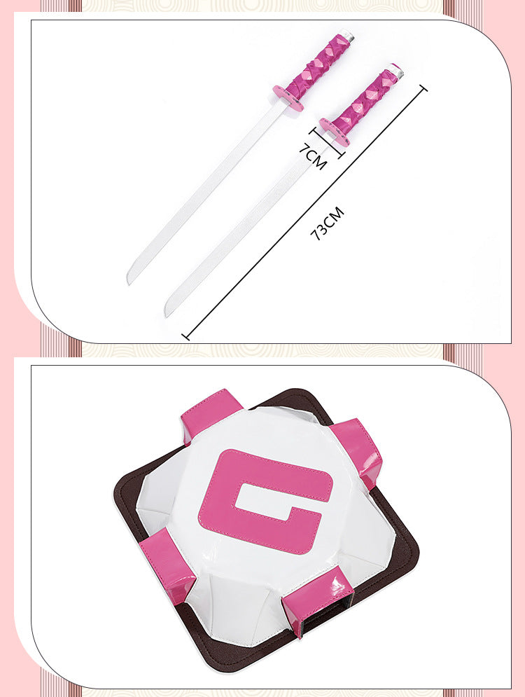 Pink Tactical Suit with White Accents & Black Details - Full Female Cosplay Ensemble Mask Holsters Belt