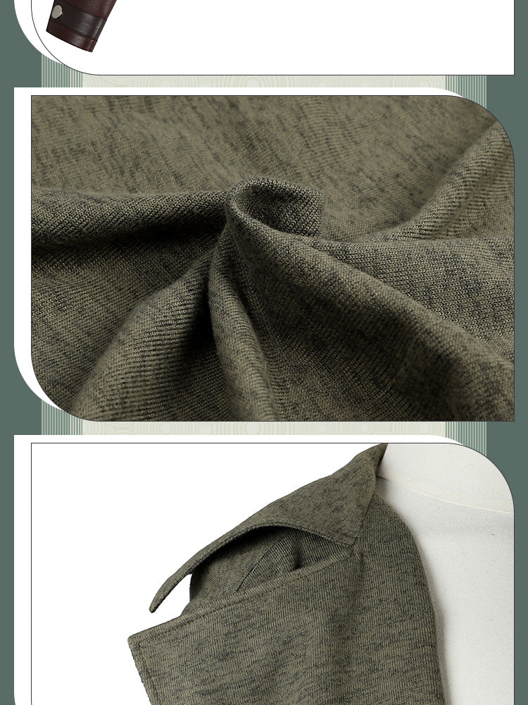 Post-Apocalyptic Black Leather Trench Coat with Red Lining - Long High-Collar Cape Jacket Cosplay