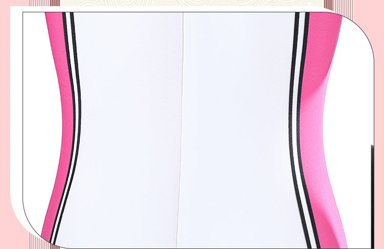 Pink Tactical Suit with White Accents & Black Details - Full Female Cosplay Ensemble Mask Holsters Belt