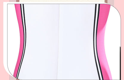 Pink Tactical Suit with White Accents & Black Details - Full Female Cosplay Ensemble Mask Holsters Belt