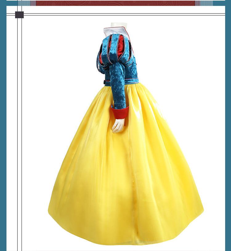 Classic Fairy Tale Princess Dress - Blue & Yellow Puff Sleeve Gown Adult & Kids Cosplay Costume