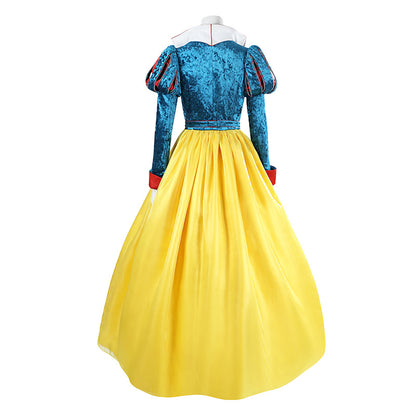 Classic Fairy Tale Princess Dress - Blue & Yellow Puff Sleeve Gown Adult & Kids Cosplay Costume