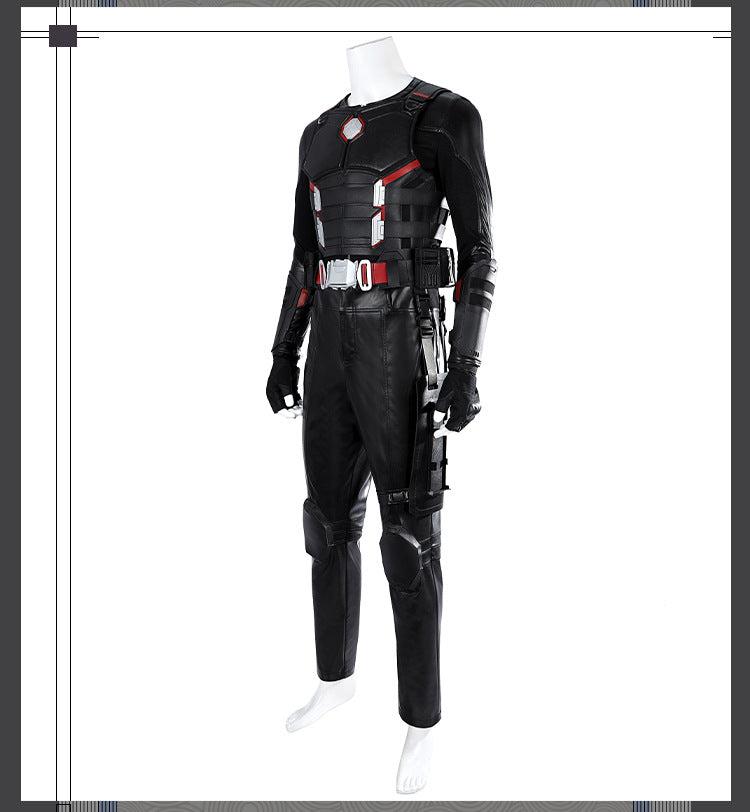 Dark Daywalker Black Jumpsuit with Silver Details - Sword Harness Cosplay Costume Men Leather Look