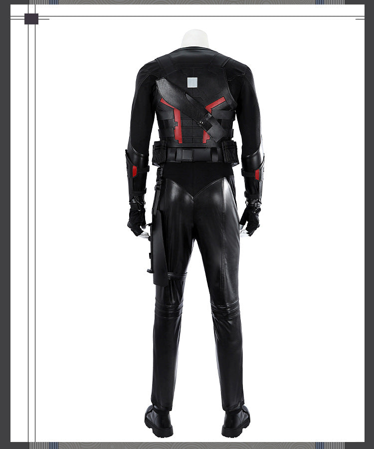Dark Daywalker Black Jumpsuit with Silver Details - Sword Harness Cosplay Costume Men Leather Look