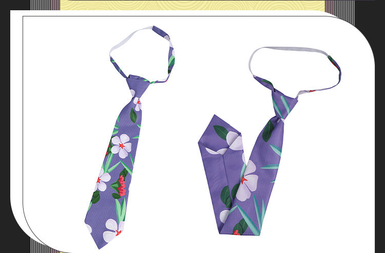 Green Hawaiian Fox Shirt & Purple Tie Ensemble - Fox Tail Headpiece Cosplay Costume for Children & Adults