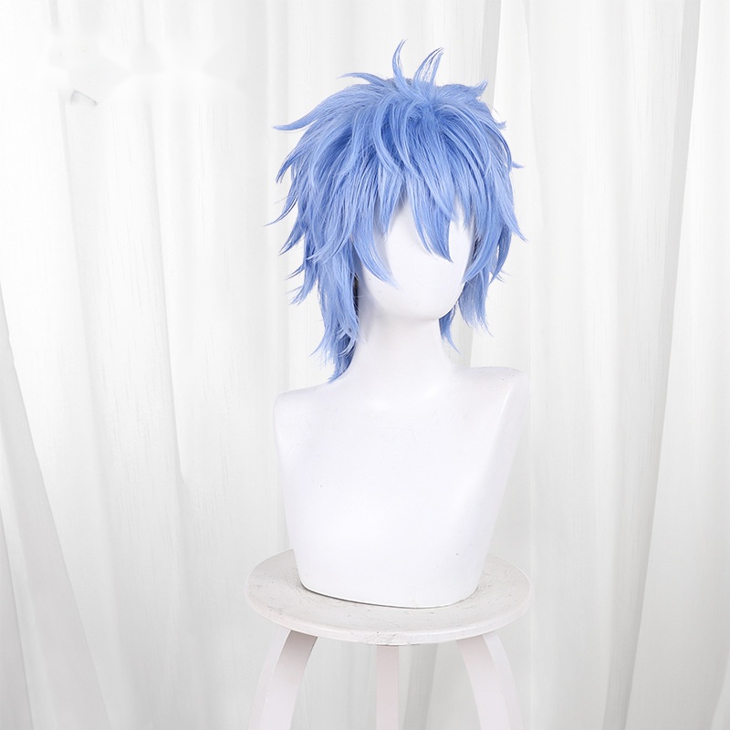 Aori Enjo Sky Blue Short Flipped Layered Cosplay Wig for Dead Account - 616 - Image 2