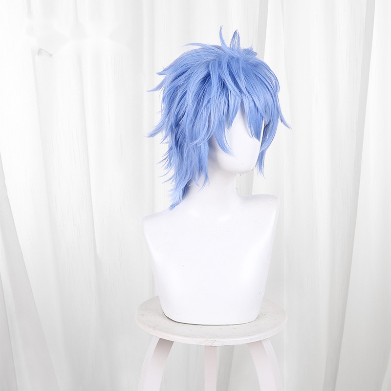 Aori Enjo Sky Blue Short Flipped Layered Cosplay Wig for Dead Account - 616 - Image 3