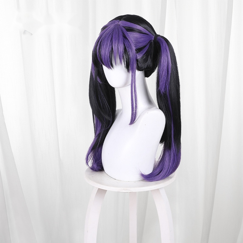 Kiyomi Urushigawa Color-block Twin Ponytail Long Cosplay Wig for Dead Account - 616B