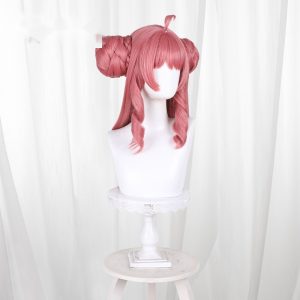 Krisia Pink Scalp-top Hair Bun Long Cosplay Wig for Rock Kingdom World