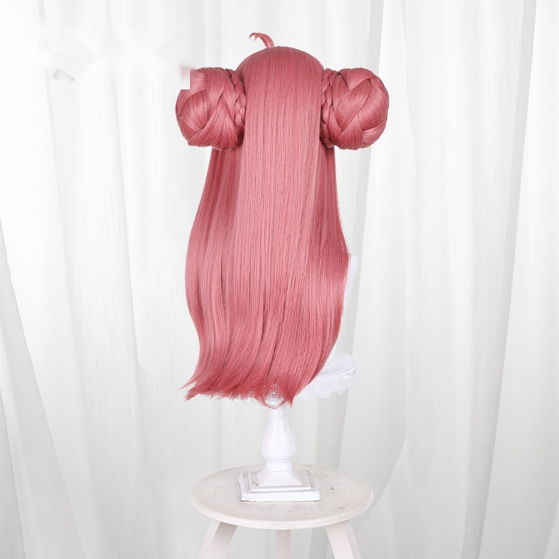 Krisia Pink Scalp-top Hair Bun Long Cosplay Wig for Rock Kingdom World - Image 2