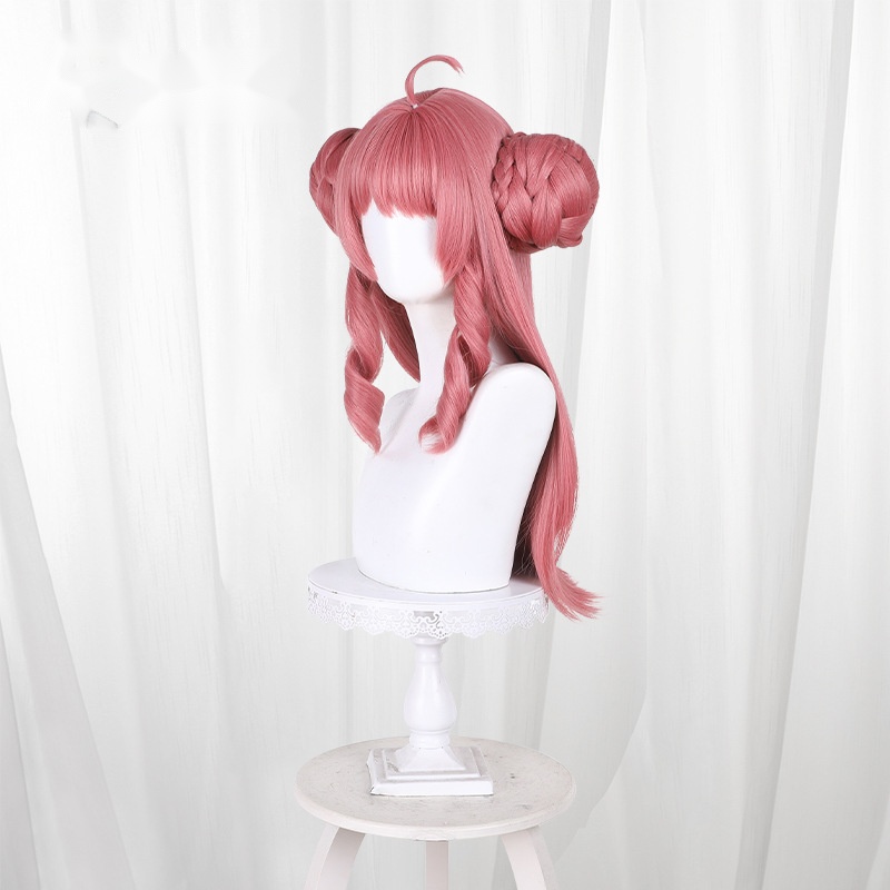 Krisia Pink Scalp-top Hair Bun Long Cosplay Wig for Rock Kingdom World - Image 3