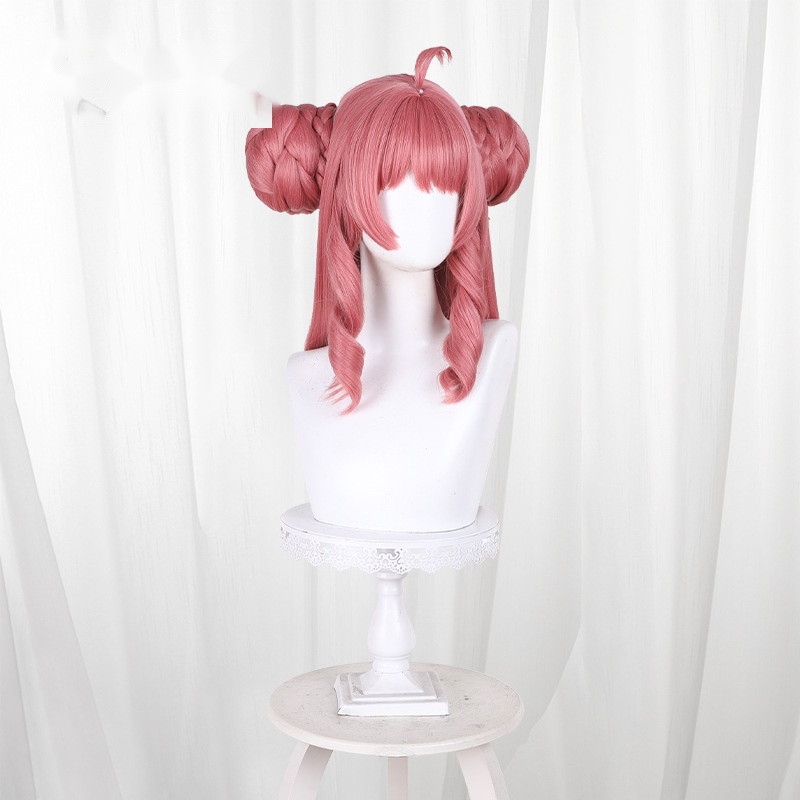 Krisia Pink Scalp-top Hair Bun Long Cosplay Wig for Rock Kingdom World - Image 4