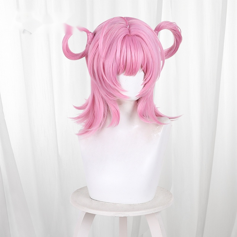 Xiao Zhi Pink Scalp-top Short Flipped-up Cosplay Wig for Project Mugen - Image 2