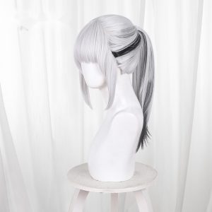Mai Xiaowen Black-white Round Scalp-top Ponytail Styled Cosplay Wig for Delta Force