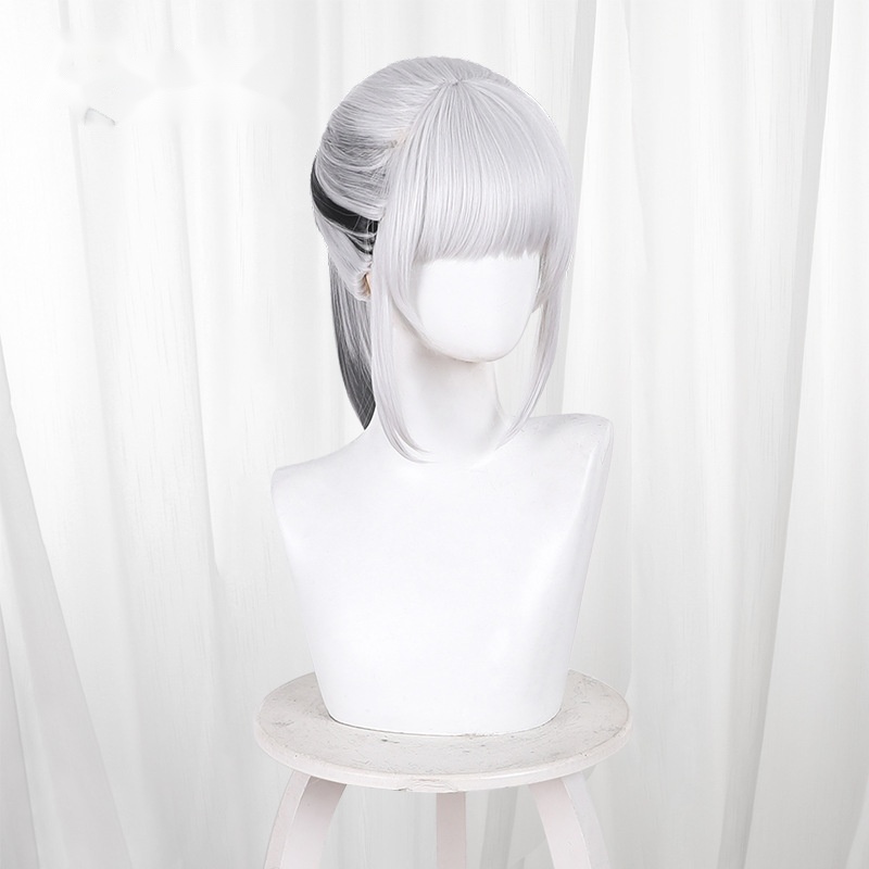 Mai Xiaowen Black-white Round Scalp-top Ponytail Styled Cosplay Wig for Delta Force - Image 2