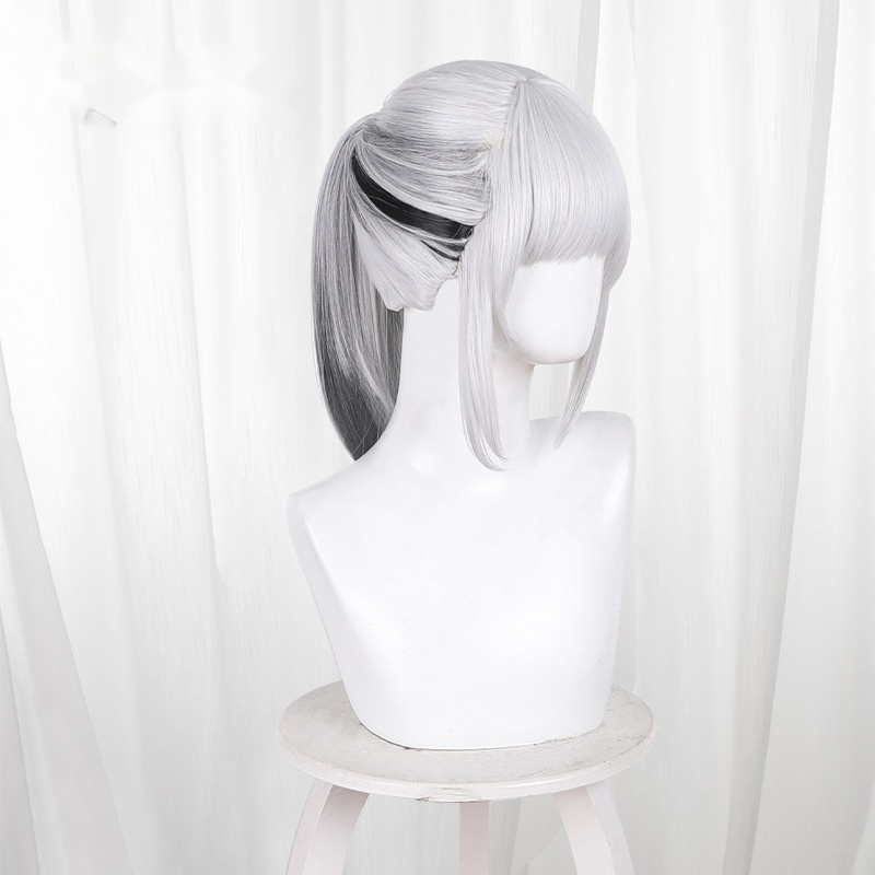 Mai Xiaowen Black-white Round Scalp-top Ponytail Styled Cosplay Wig for Delta Force - Image 3