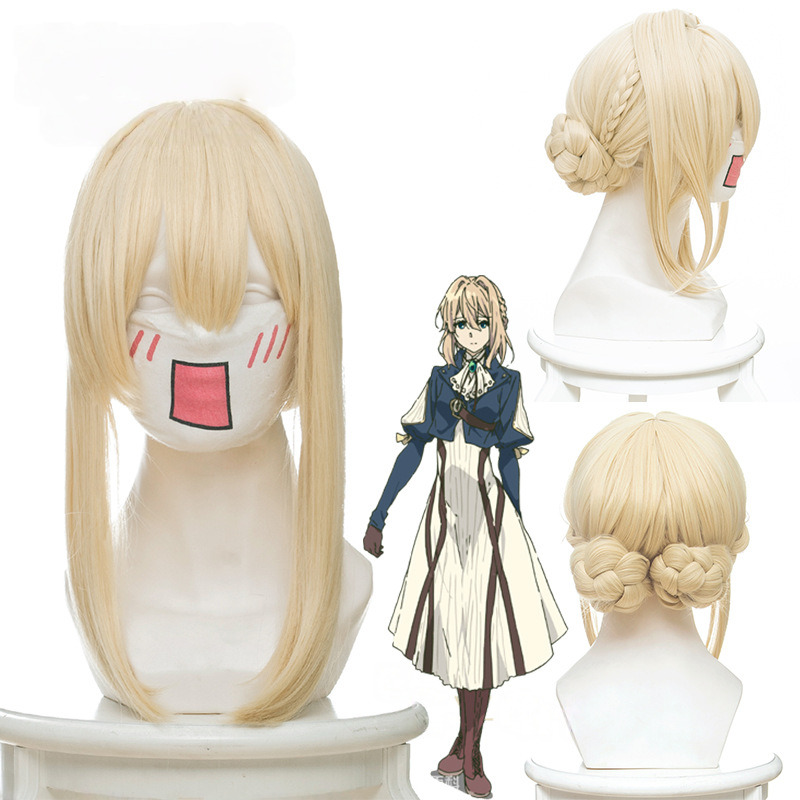 Violet Evergarden Light Yellow Hair Bun Cosplay Wig for Violet Evergarden - 446A