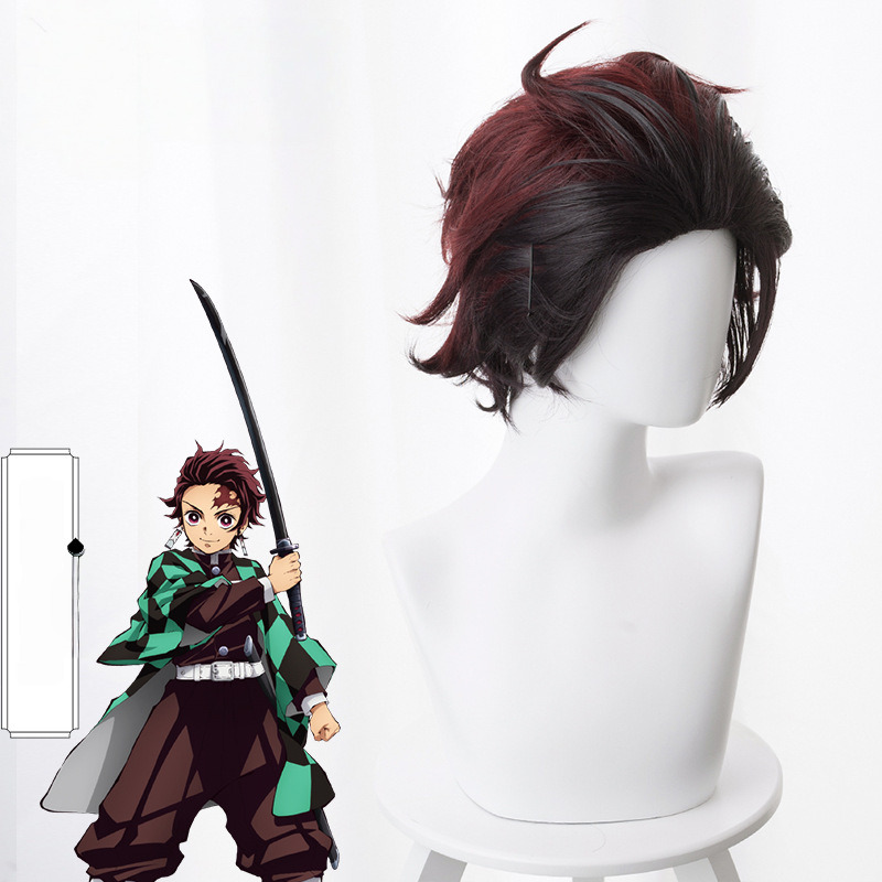 Tanjiro Kamado Gradient Slicked-back Short Flipped Cosplay Wig for Demon Slayer: Kimetsu no Yaiba - 487A - Image 2