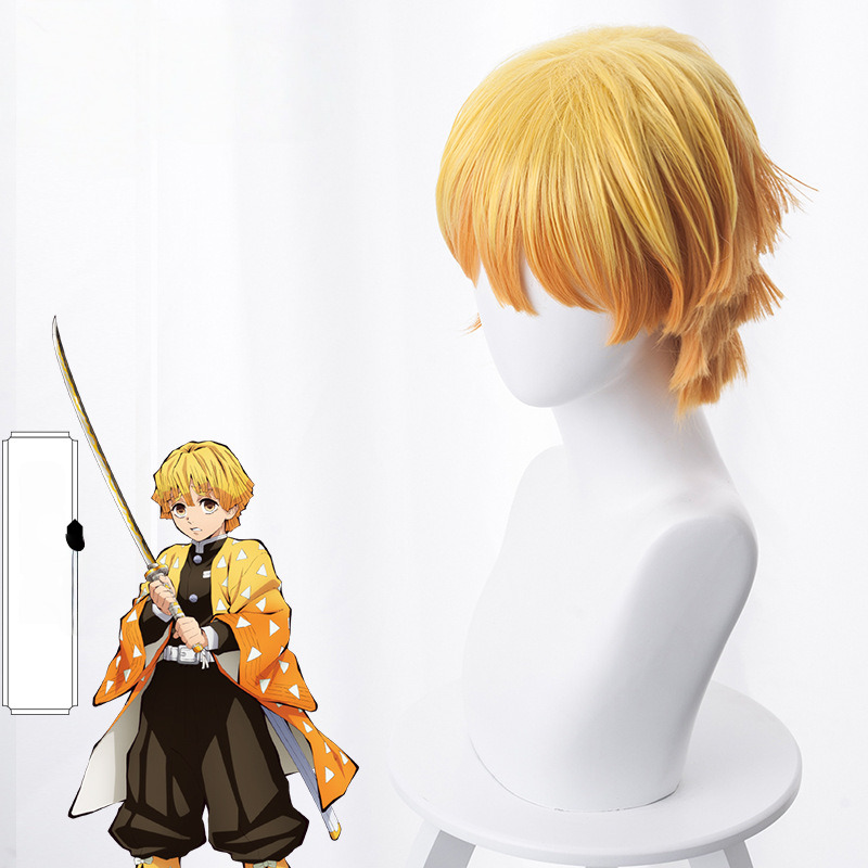 Zenitsu Agatsuma Gradient Yellow Short Flipped Cosplay Wig for Demon Slayer: Kimetsu no Yaiba - 487C