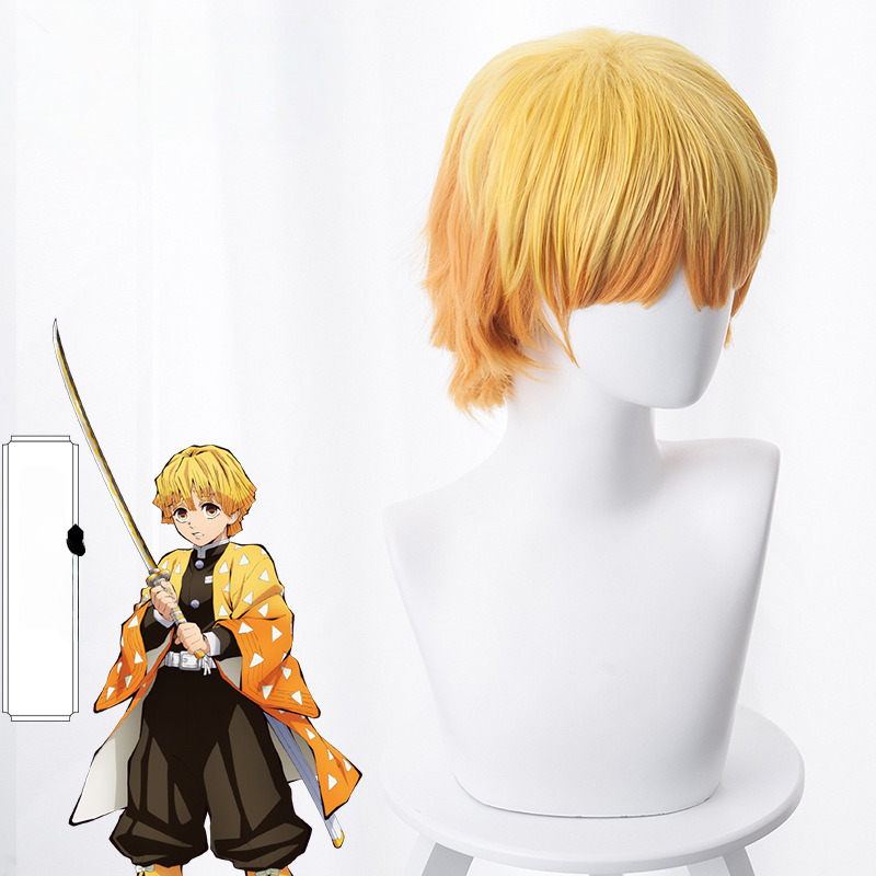 Zenitsu Agatsuma Gradient Yellow Short Flipped Cosplay Wig for Demon Slayer: Kimetsu no Yaiba - 487C - Image 2