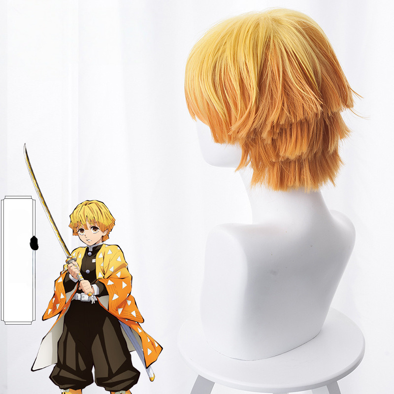 Zenitsu Agatsuma Gradient Yellow Short Flipped Cosplay Wig for Demon Slayer: Kimetsu no Yaiba - 487C - Image 3