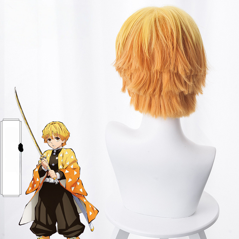 Zenitsu Agatsuma Gradient Yellow Short Flipped Cosplay Wig for Demon Slayer: Kimetsu no Yaiba - 487C - Image 4