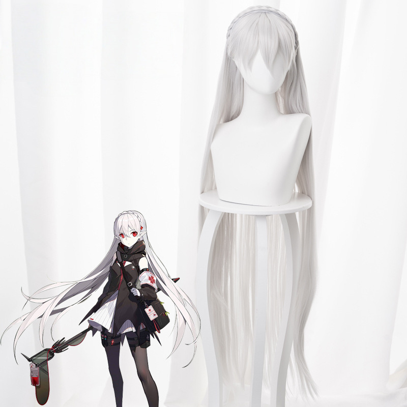 Warfarin Silver-white Headband Cosplay Wig for Arknights - 492I