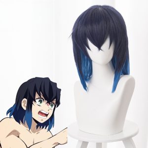 Inosuke Hashibira Gradient Blue Cosplay Wig for Demon Slayer: Kimetsu no Yaiba - 487D