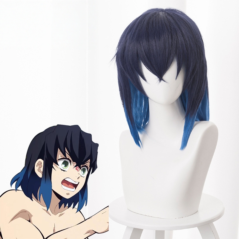 Inosuke Hashibira Gradient Blue Cosplay Wig for Demon Slayer: Kimetsu no Yaiba - 487D