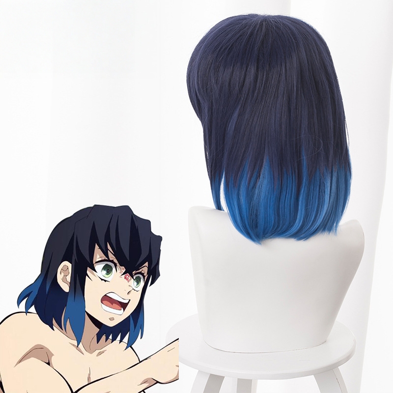 Inosuke Hashibira Gradient Blue Cosplay Wig for Demon Slayer: Kimetsu no Yaiba - 487D - Image 3