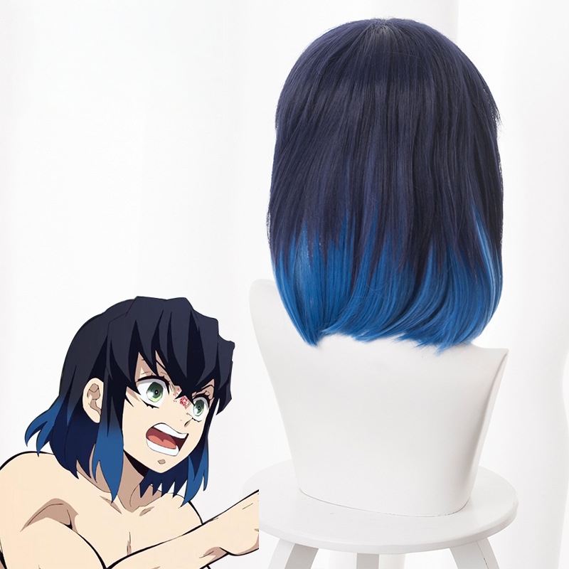 Inosuke Hashibira Gradient Blue Cosplay Wig for Demon Slayer: Kimetsu no Yaiba - 487D - Image 4