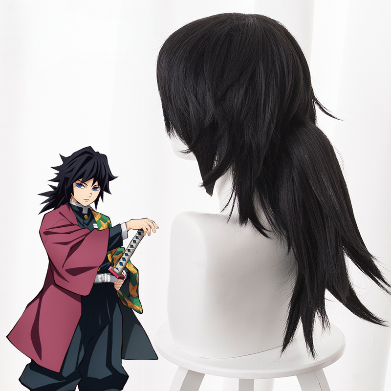 Giyu Tomioka Ponytail Flipped Voluminous Cosplay Wig for Demon Slayer: Kimetsu no Yaiba - 487E - Image 3