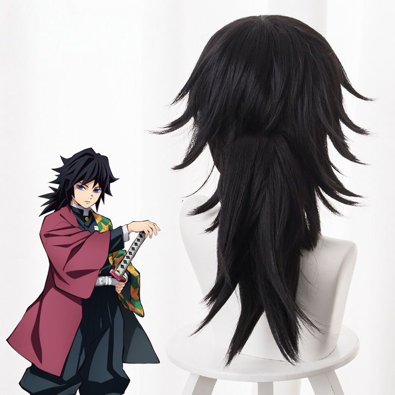 Giyu Tomioka Ponytail Flipped Voluminous Cosplay Wig for Demon Slayer: Kimetsu no Yaiba - 487E - Image 4