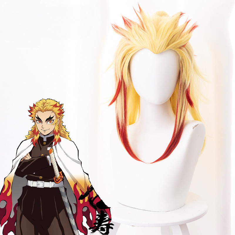 Kyojuro Rengoku Highlighted Cosplay Wig for Demon Slayer: Kimetsu no Yaiba - 487I
