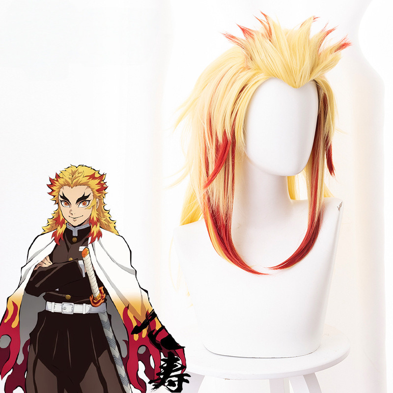 Kyojuro Rengoku Highlighted Cosplay Wig for Demon Slayer: Kimetsu no Yaiba - 487I - Image 2