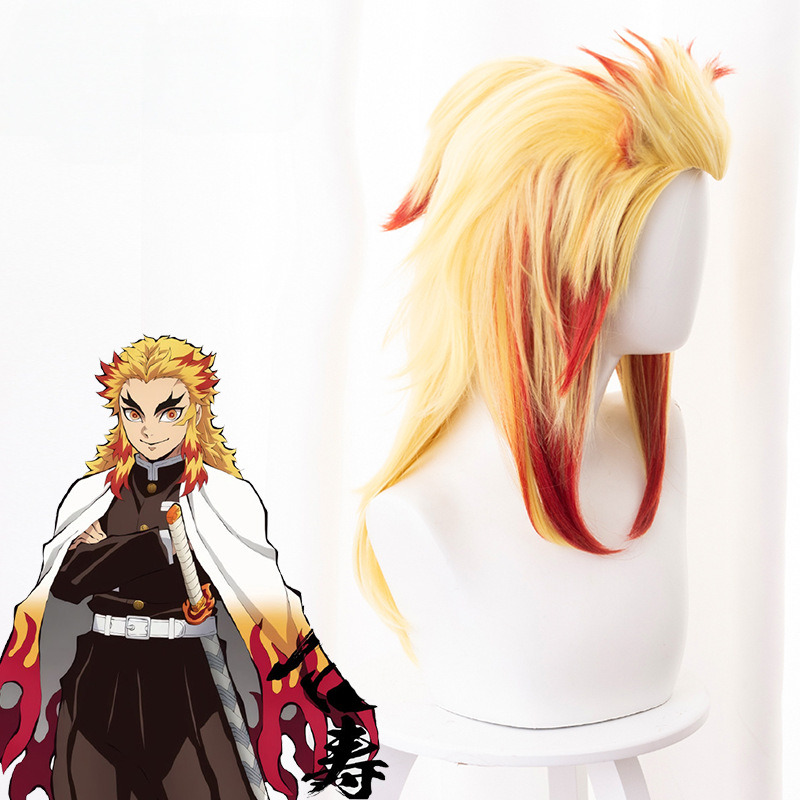Kyojuro Rengoku Highlighted Cosplay Wig for Demon Slayer: Kimetsu no Yaiba - 487I - Image 3