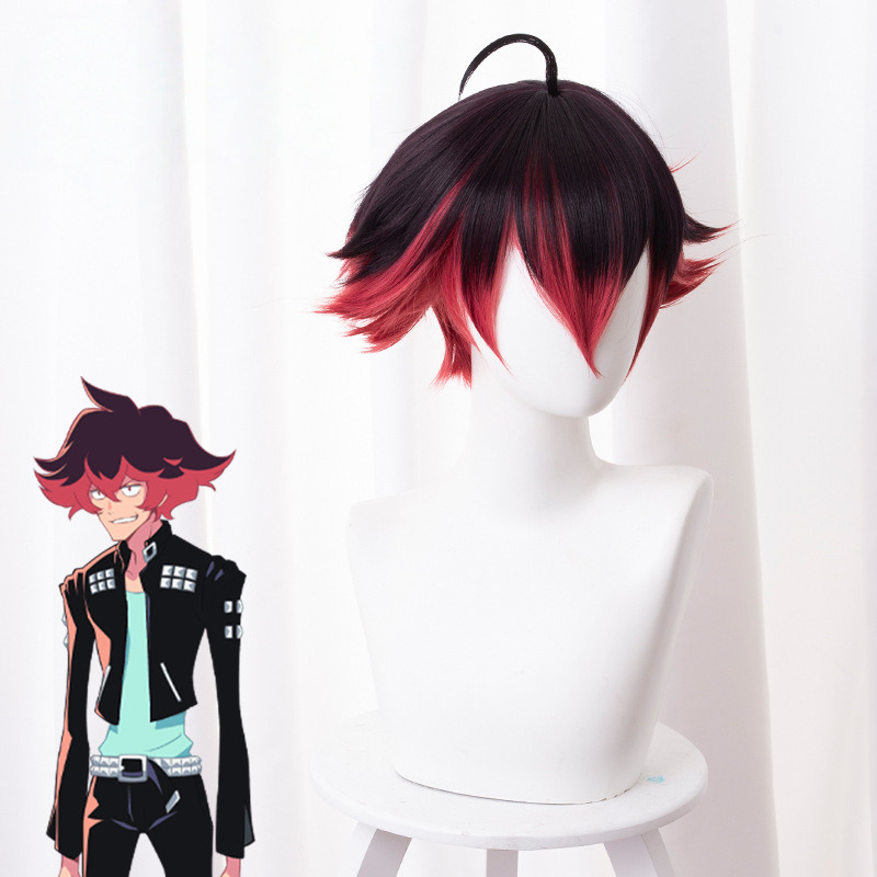 Gueira Dark Red Gradient Flipped-up Cosplay Wig for Promare - 330D - Image 2