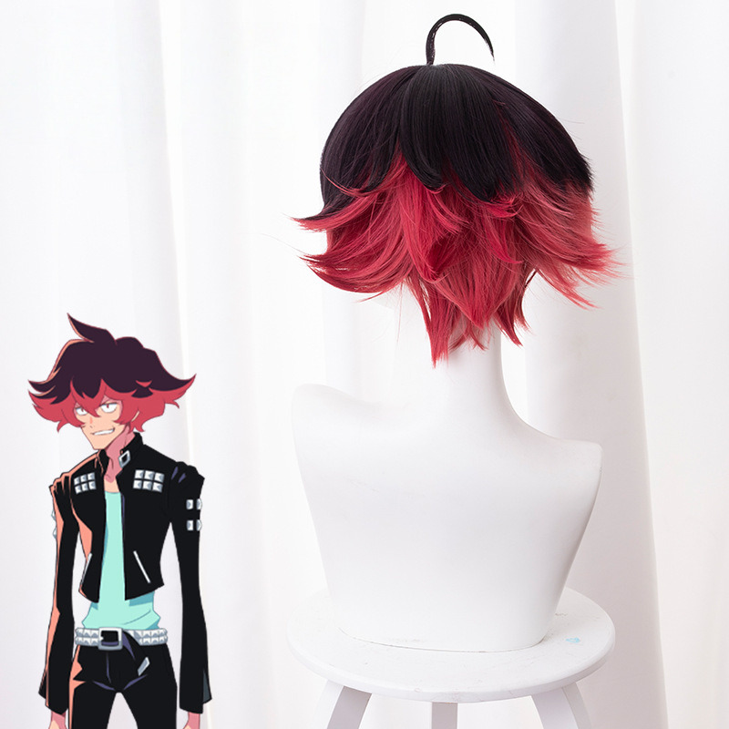 Gueira Dark Red Gradient Flipped-up Cosplay Wig for Promare - 330D - Image 4