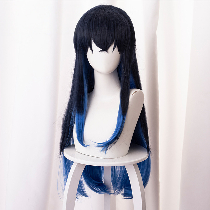 Inosuke Hashibira Navy Blue Gradient Long Cosplay Wig for Demon Slayer: Kimetsu no Yaiba - 487DA