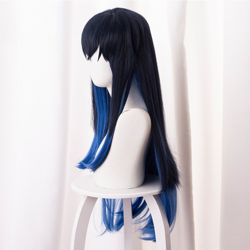Inosuke Hashibira Navy Blue Gradient Long Cosplay Wig for Demon Slayer: Kimetsu no Yaiba - 487DA - Image 2