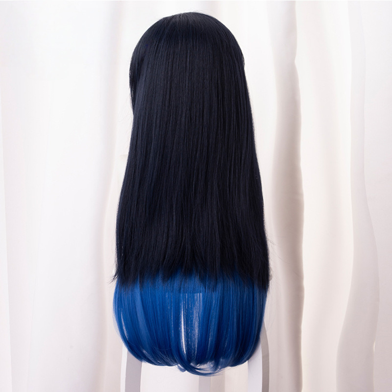 Inosuke Hashibira Navy Blue Gradient Long Cosplay Wig for Demon Slayer: Kimetsu no Yaiba - 487DA - Image 4