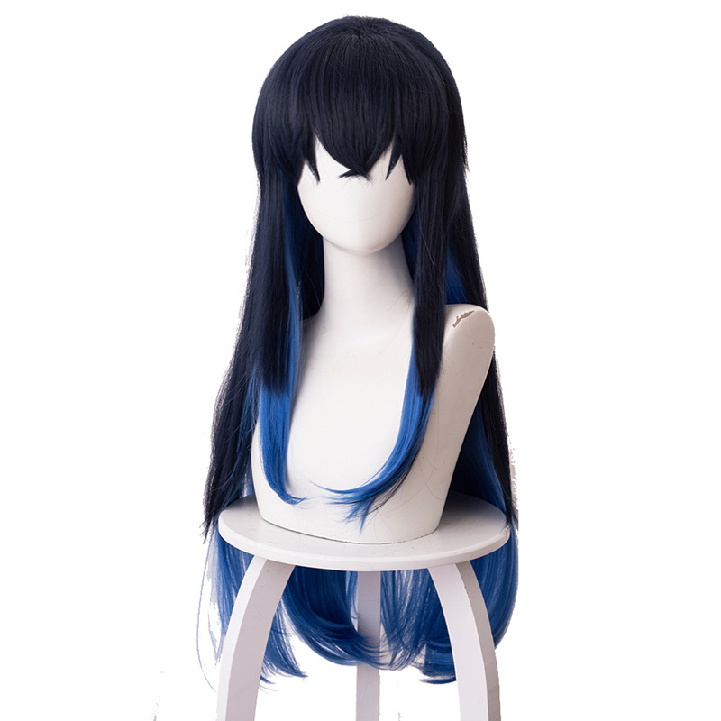 Inosuke Hashibira Navy Blue Gradient Long Cosplay Wig for Demon Slayer: Kimetsu no Yaiba - 487DA - Image 5