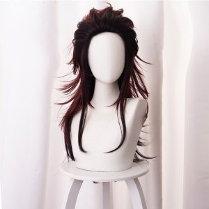 Tanjiro Kamado Gradient Brown Long Flipped Cosplay Wig for Demon Slayer: Kimetsu no Yaiba - 487AA